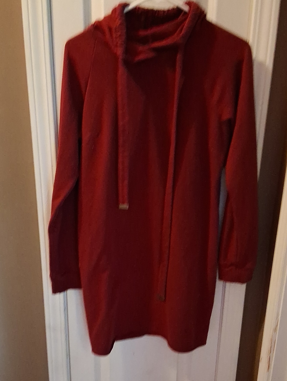 Women's Red Hooded Longline Sweatshirt